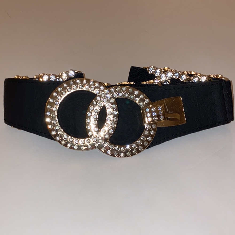 Rhinestones Gold & black belt 1X NWT